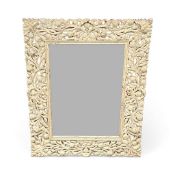LARGE RECTANGULAR WALL MIRROR, carved frame with distressed painted finish, 153 x 122cms Provenance:
