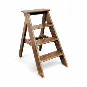 19TH CENTURY ELM FOUR TREAD STEP LADDER, 89 (h) x 47 (w) x 82cms (d) Provenance: private