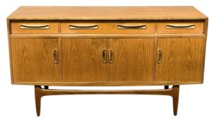 G-PLAN ALFRESCO TEAK SIDEBOARD, 84 (h) x 152 (w) x 46cms (d) and four unrelated modern dining chairs