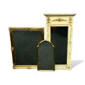 THREE VARIOUS WALL MIRRORS, rectangular gilt framed with bevelled plate, 106 (h) x 75 (w) x 5cms (