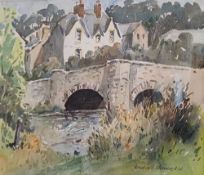 MAURICE GREENWOOD (1930-2022) watercolour - 'Bridge and White House', signed, 24 x 34cms Comments:
