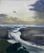 ERIC MALTHOUSE (1914-1997) watercolour - 'Island Estuary, Ogmore', signed and dated 1990, 30 x 24cms