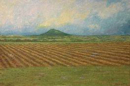 JOHN SMOUT (b. 1938) acrylic - 'The Wrekin in Winter', signed and dated 2014, 50 x 76cms Comments: