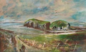 GWYNFOR LLOYD GRIFFITHS acrylic - 'Ynys y Fydlan', signed and dated 2024, 28 x 38cms Comments:
