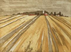 IOLA SPAFFORD (b. 1930) limited edition (78/100) coloured etching - 'Friston Mill', signed, 25 x