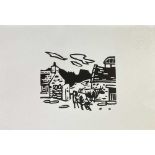 SIR KYFFIN WILLIAMS RA (1918-2006) linocut - 'Cows', unsigned, RCA embossed, 25 x 35cms Comments: