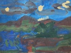 MAURICE COCKRILL (1936-2013) oil - 'Conwy Landscape', unsigned, 30 x 41cms Comments: unframed