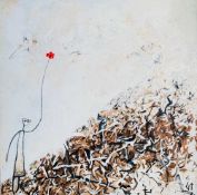 GILLY THOMAS (b. 1948) acrylic on canvas - 'Hello from the Hill', signed, 30 x 30cms