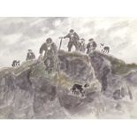 SIR KYFFIN WILLIAMS RA (1918-2006) digital print - 'Farmers on a Ridge', 28 x 36cms