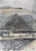 TOM JONES (1936-2017) pencil and watercolour - 'Nantlle - Terrace under slate tip', signed, 30 x