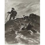 SIR KYFFIN WILLIAMS RA (1918-2006) artist's proof - 'Shepherd on Hill and Dog', signed, 50 x 40cms