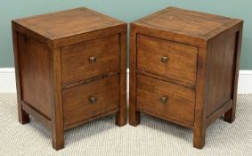 PAIR OF DARK WOOD BEDSIDE TWO-DRAWER CHESTS, 59 (h) x 45 (w) x 40cms (d) Provenance: private