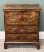 EARLY 20TH CENTURY BURR WALNUT BACHELOR'S CHEST, four drawers with a fold-over top, 77 (h) x 61 (