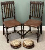 FURNITURE PARCEL, comprising pair of oak barley twist chairs, 100 (h) x 46 (w) x 42cms (d); and