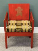 1969 PRINCE OF WALES INVESTITURE CHAIR, designed by Lord Snowdon and manufactured by Remploy, in red