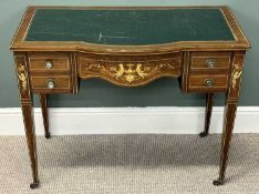 19TH CENTURY ROSEWOOD LADIES' WRITING DESK, inset writing surface over bow front, with centre drawer