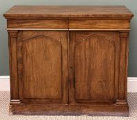 VICTORIAN MAHOGANY CHIFFONIER, back with carved shield, base having two drawers over double