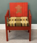 1969 PRINCE OF WALES INVESTITURE CHAIR, designed by Lord Snowdon and manufactured by Remploy, in red