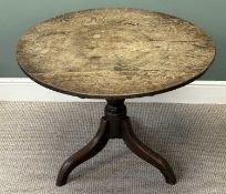 19TH CENTURY OAK TRIPOD TABLE with circular tilt top, 67 (h) x 88cms (diam.) Provenance: private