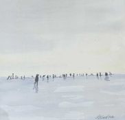 MIKE CLEE mixed media - The Beach, 25 x 25cms Provenance: donated to aid City Hospice Comments: