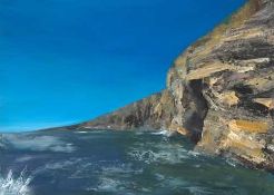 FRANCINE DAVIES limited edition (3/250) colour lithograph - Jurassic Caves from the Boat, signed, 36