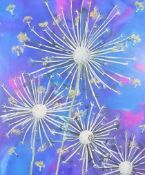 SUE TRUSLER mixed media - Firework Flowers, 48 x 38cms Provenance: donated to aid City Hospice
