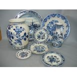 Konvolut Delft-Fayence mit Blau-Dekor. Bis 32cm.