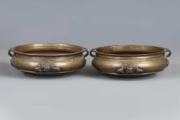 Paar indische Bronze Räucherschalen