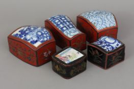 5 diverse chinesische Kacheldosen