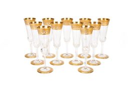 St. Louis set of champagne flutes 'Thistle Gold'