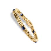 Armoured bracelet with sapphire cabochons