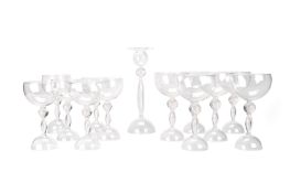 Barovier & Toso set of white and red wine glasses and 1 candlestick 'The Sherry Netherlands'