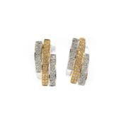 Bicolor diamond ear clips