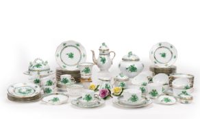 Herend dinner and mocha/tea service 'Apponyi green' and 'Fleur des indes green'