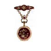 Savonette pocket watch with brooch