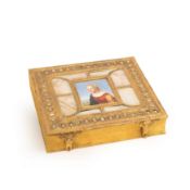 Book case with porcelain painting and mother-of-pearl inlays