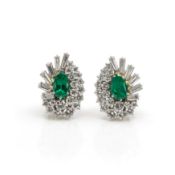 Diamond emerald ear clips