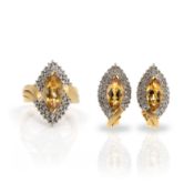 Citrine and diamond jewellery set