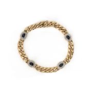 Armoured bracelet with sapphire cabochons