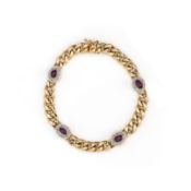 Armoured bracelet with ruby cabochons