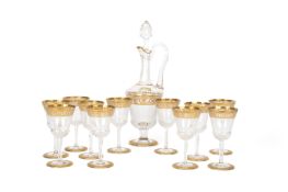 St. Louis set of wine glasses and wine carafe 'Thistle Gold'