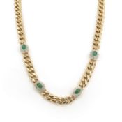 Armoured necklace with emerald cabochons