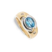 Blue topaz diamond ring