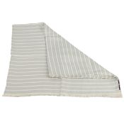 Asprey of London: a 100% silk scarf with blue and white chevron stripes. 160cm x 47cm.