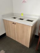 MILLWORK TRASH AND RECYCLING COUNTER