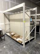 SECTION OF OVERSTOCK RACK WITH SHELVING