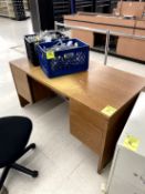 WOOD DESK AND OFFICE CHAIRS