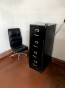 CHAIR, FILE CABINET AND DESK