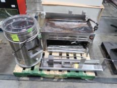 pallet of misc- potato peeler, Vulcan salamander,