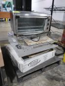 pallet of misc- WinHolt film wrappers & B&D toaster oven